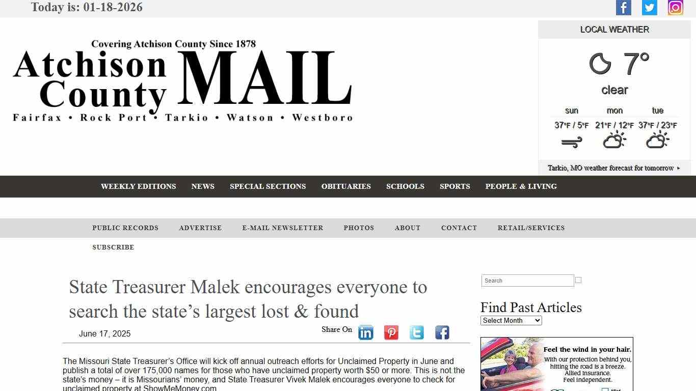 State Treasurer Malek encourages everyone to search the state’s largest lost & found - Farmer Publishing