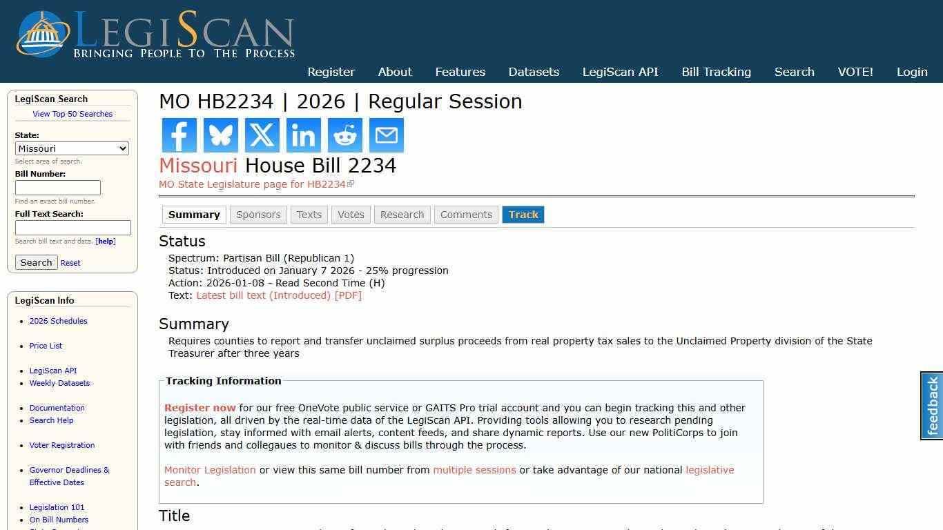 MO HB2234 | 2026 | Regular Session | LegiScan